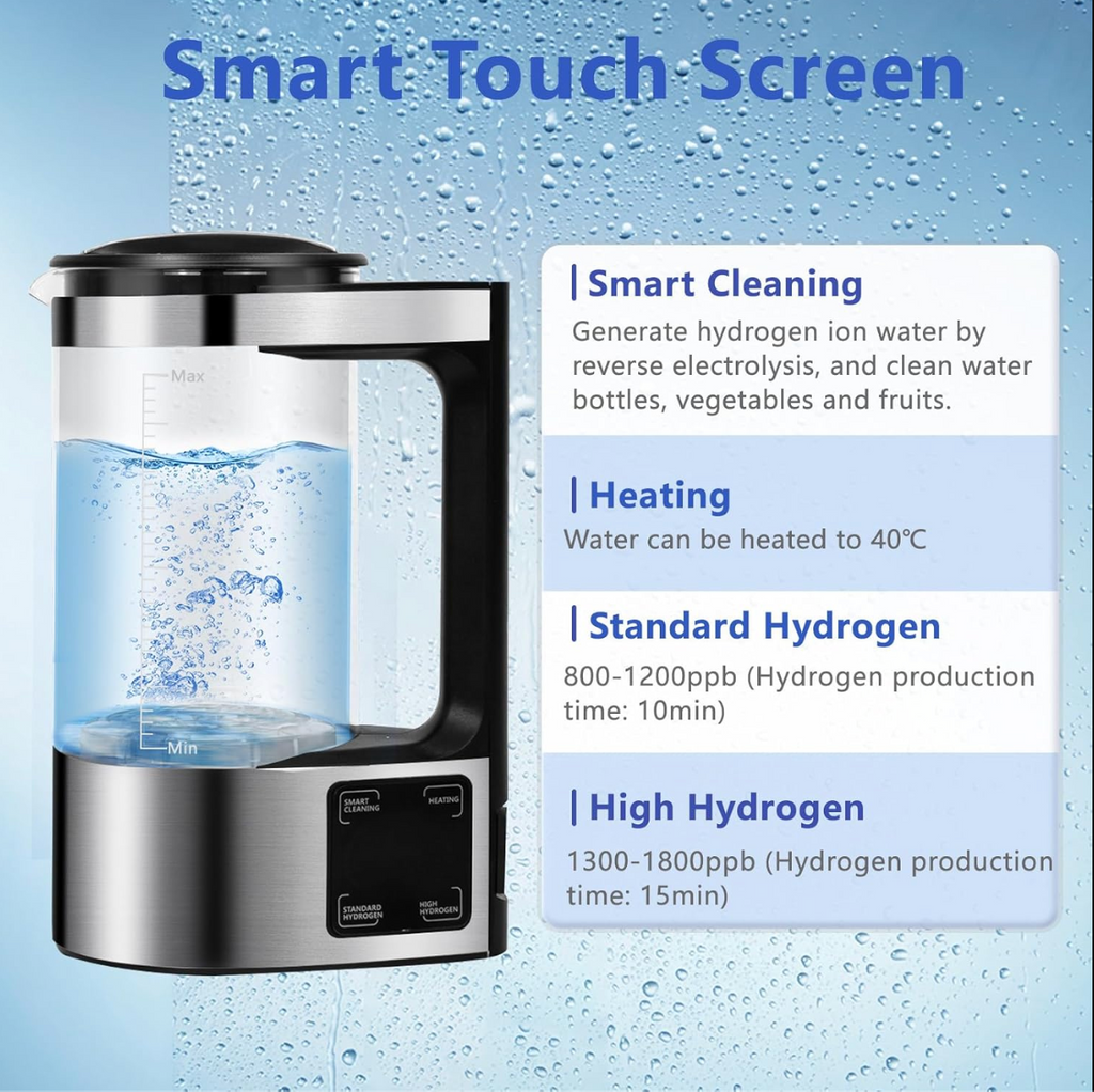 Smart 2L Hydrogen Water Electric Pitcher – Touchscreen Self-Electrolysis Kettle